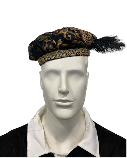 Tudor Style Black Feather Hat