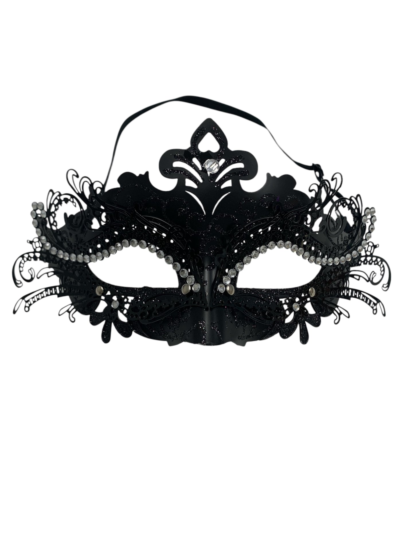 Black Venetian Metal Filigree Mask