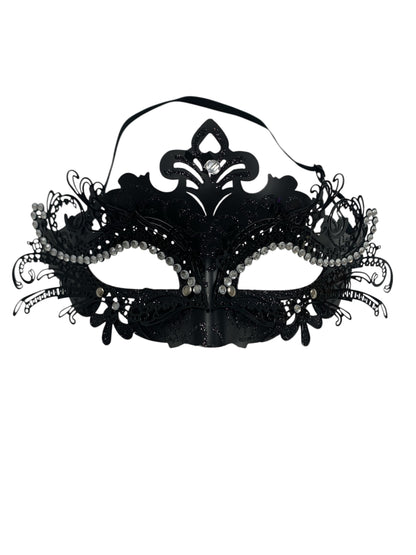 Black Venetian Metal Filigree Mask