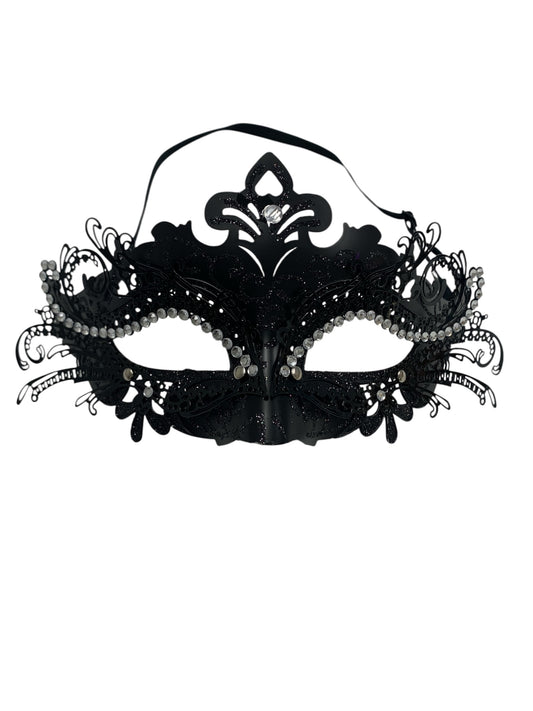 Black Venetian Metal Filigree Mask