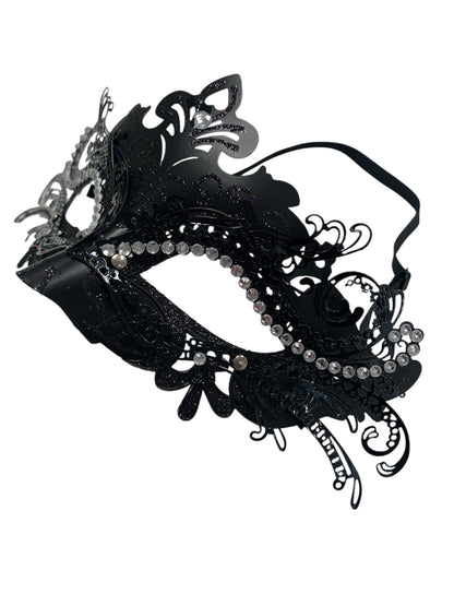 Black Venetian Metal Filigree Mask