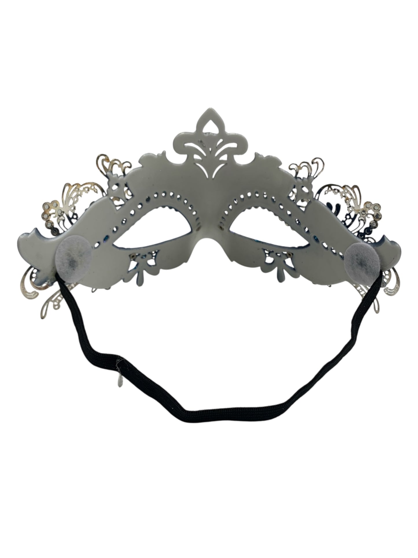 Silver and Blue Venetian Metal Filigree Mask