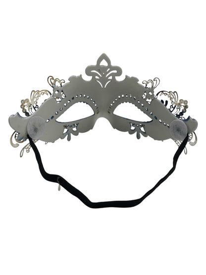 Silver and Blue Venetian Metal Filigree Mask