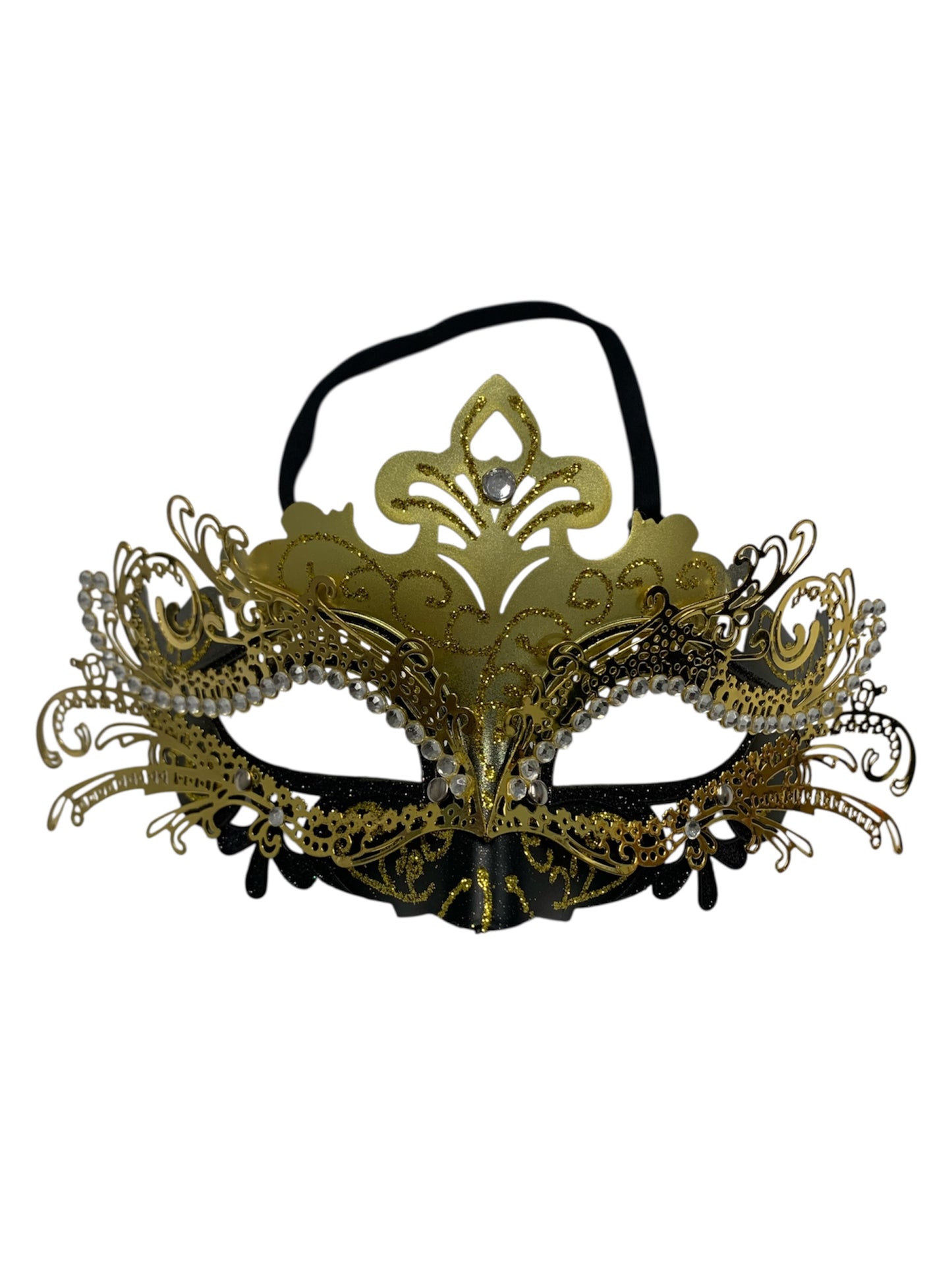 Black and Gold Venetian Metal Filigree Mask