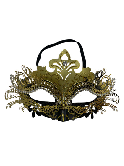 Black and Gold Venetian Metal Filigree Mask