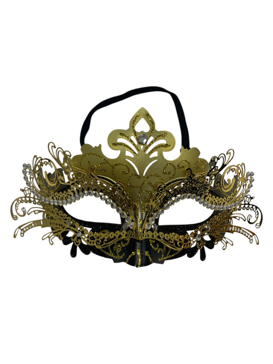 Black and Gold Venetian Metal Filigree Mask
