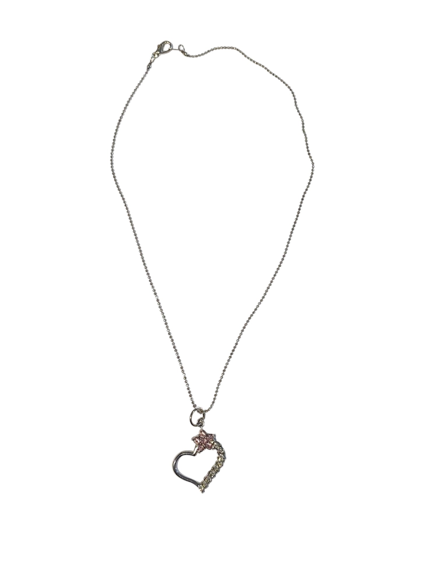 Heart and Pink Flower Necklace