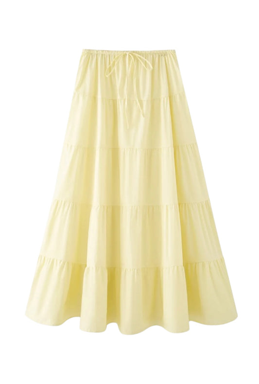 Butter Yellow Tiered Maxi Skirt