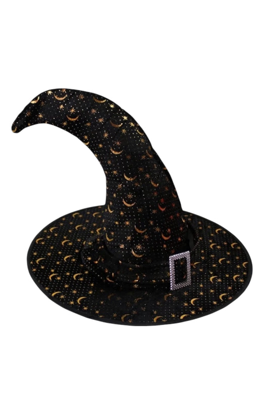 Black & Gold Celestial Witch Hat