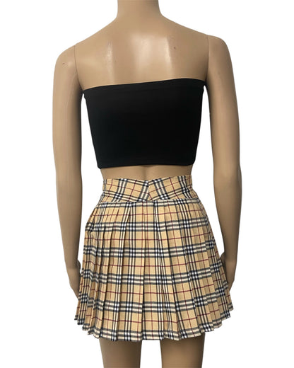 Adjustable Tan Plaid Skirt