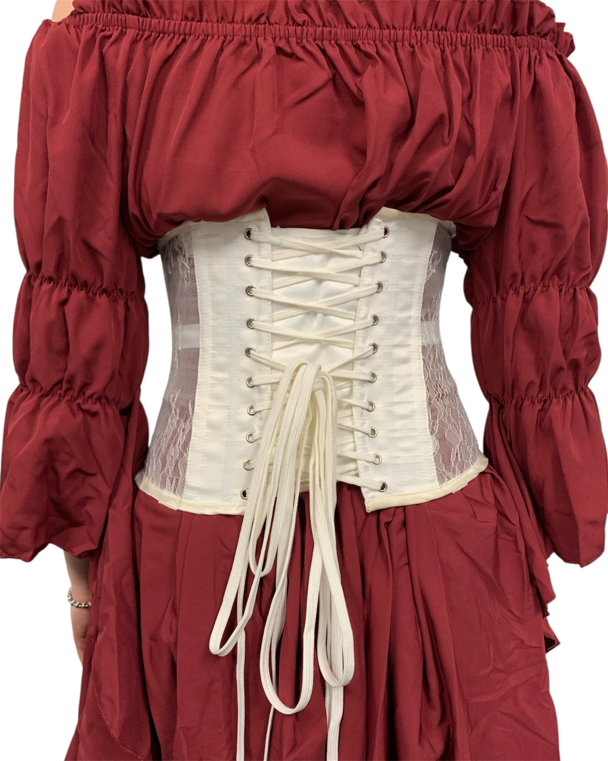 Antique White Steel Boned Sheer Lace Under-Bust Corset