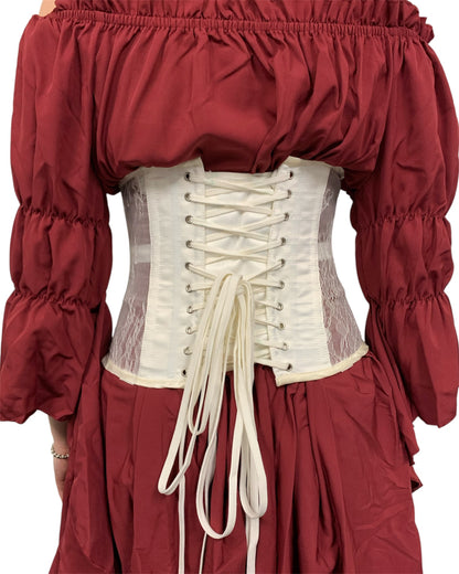 Antique White Steel Boned Sheer Lace Under-Bust Corset