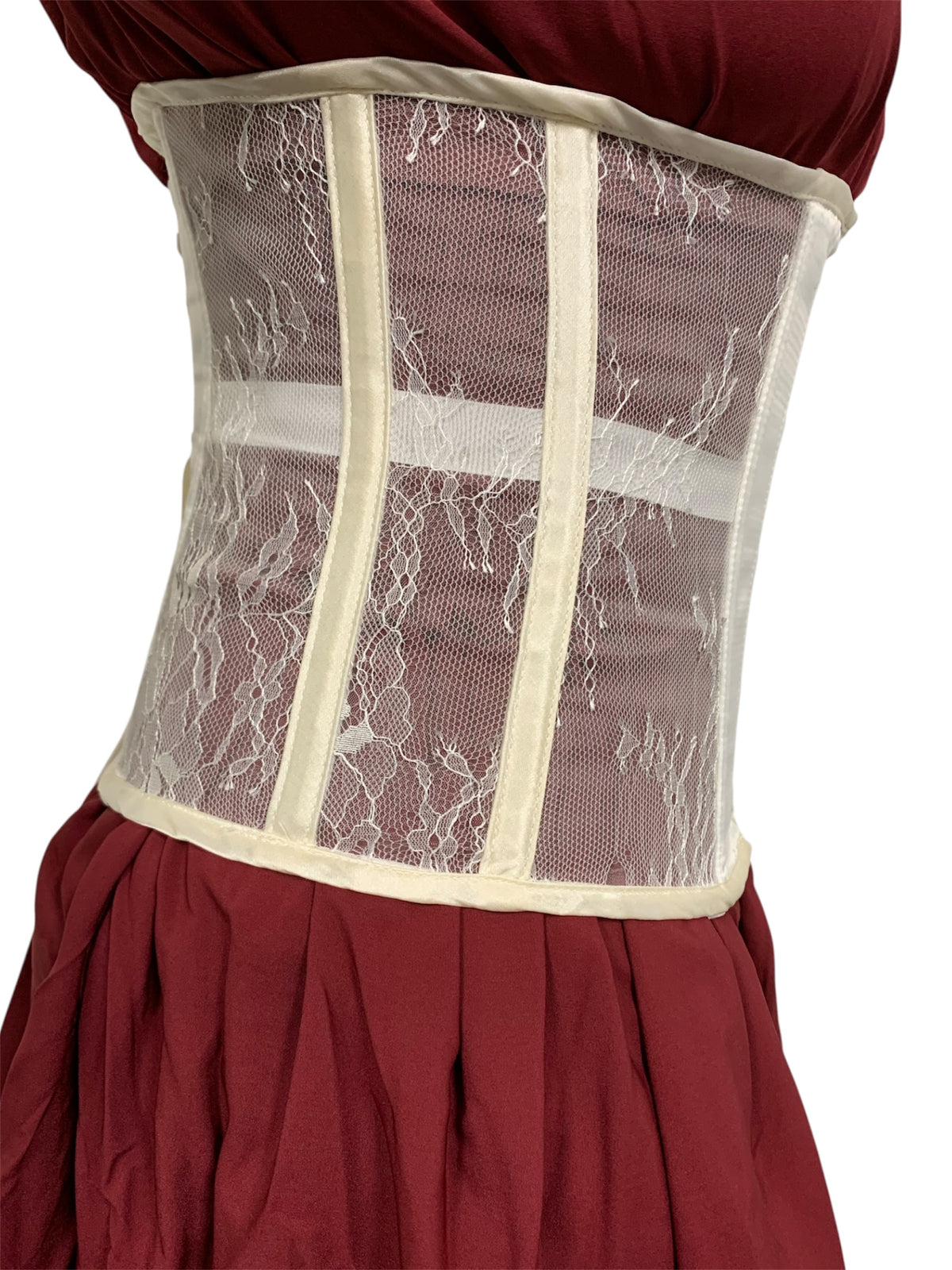 Antique White Steel Boned Sheer Lace Under-Bust Corset