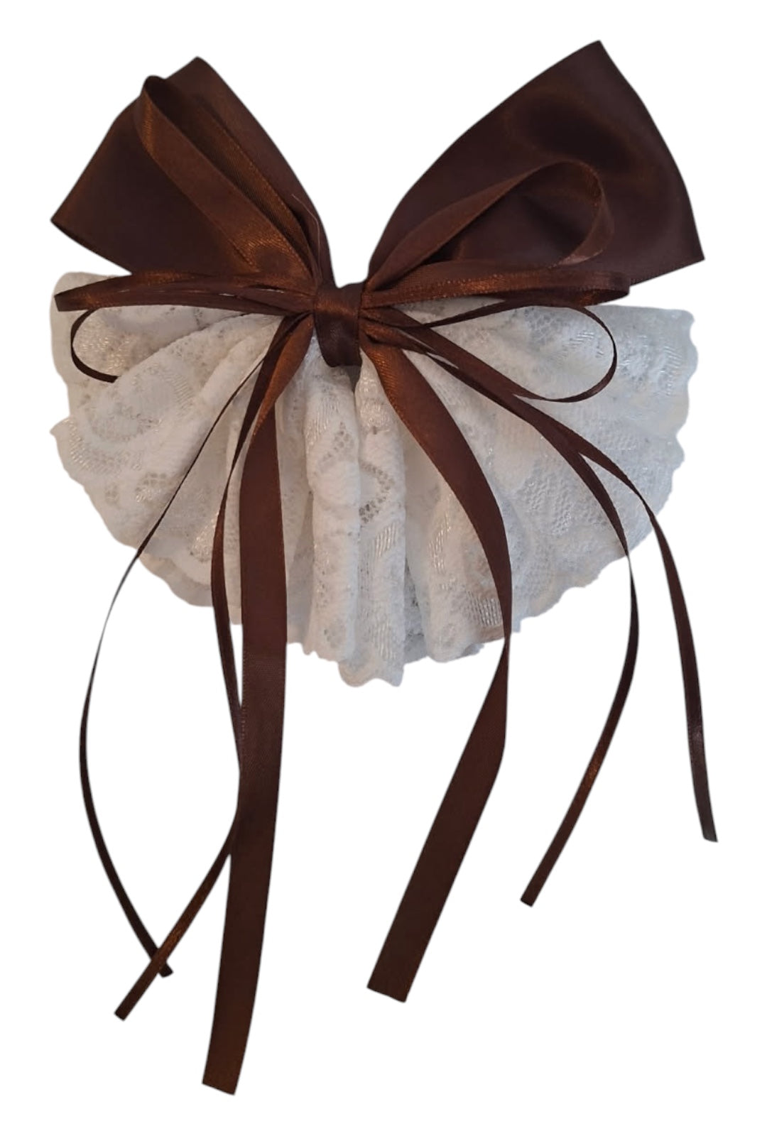 Brown Multiple Loop & Lace Bow