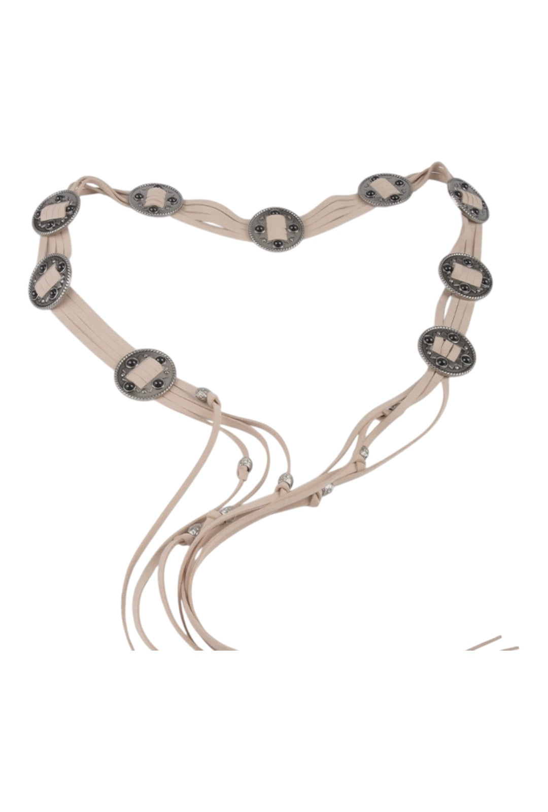 Beige Boho Leather Belt