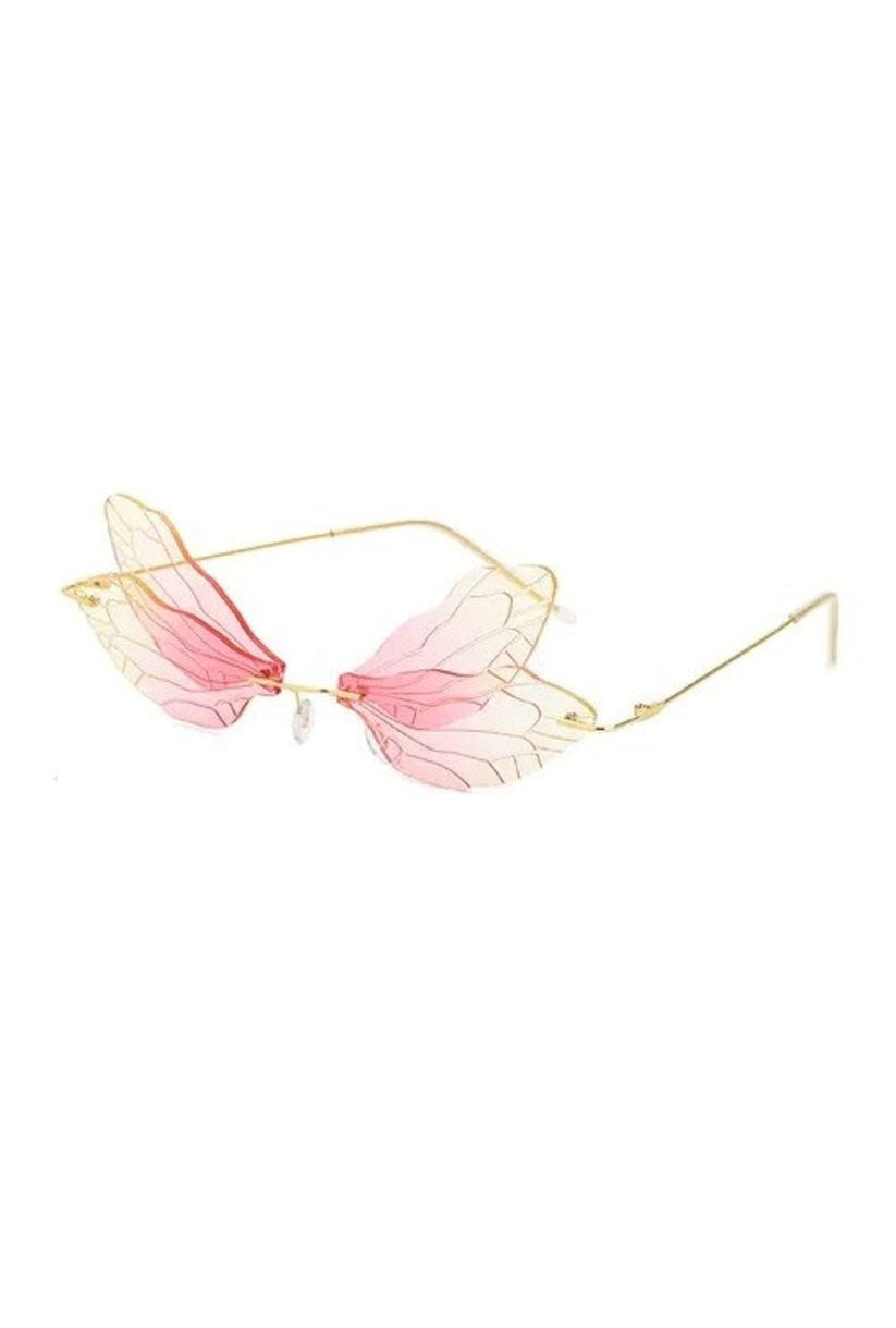 Pink and Clear Fashion Wings Glasses