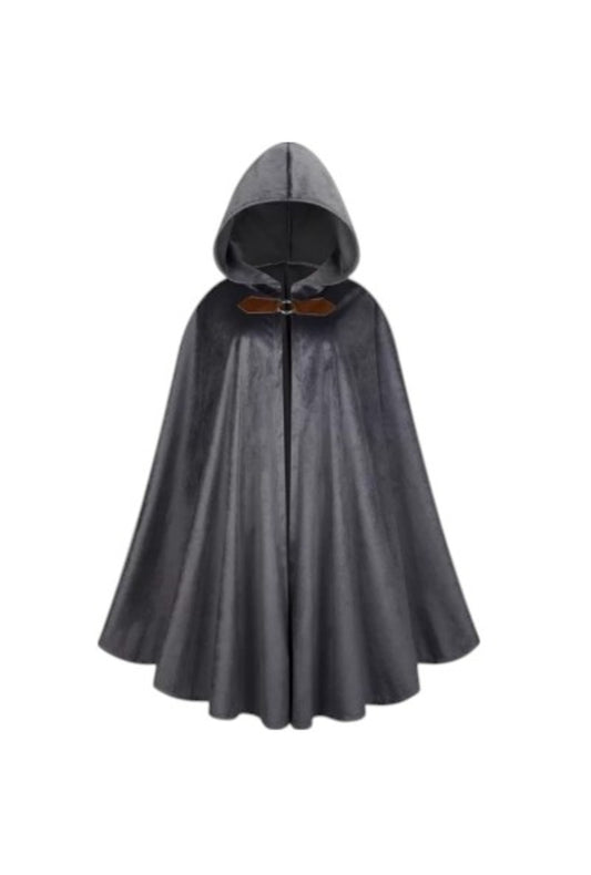 Grey Hooded Medieval Cloak