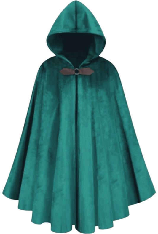 Green Hooded Medieval Cloak