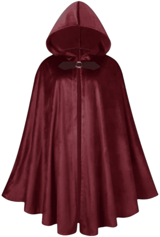 Wine Red Hooded Medieval Cloak