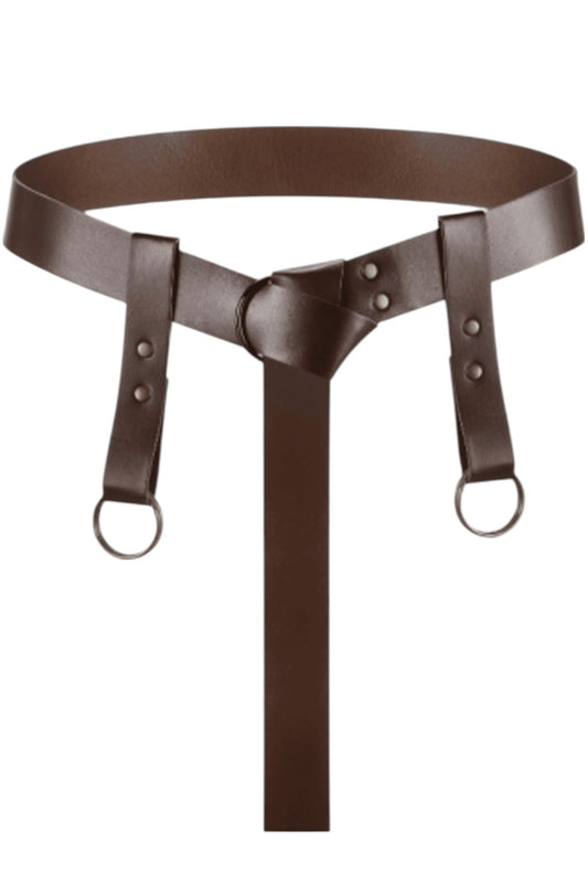 Brown Renaissance Double Ring Skirt Hiking Belt Set