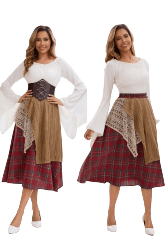 Soft, Longline Red Plaid Skirt