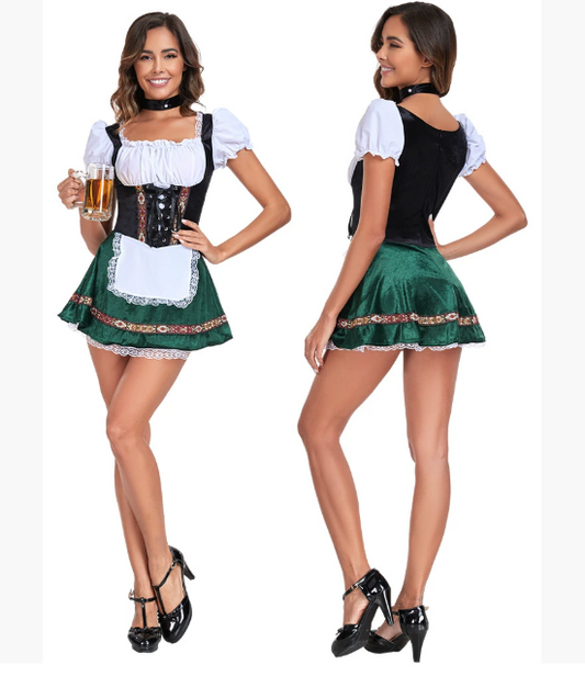 Forest Green Velour Oktoberfest Dress OCW61