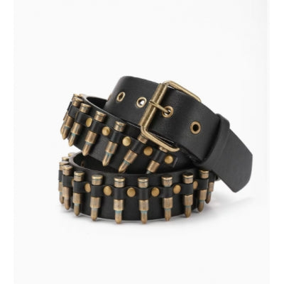 Pleather Gold Bullet Belt