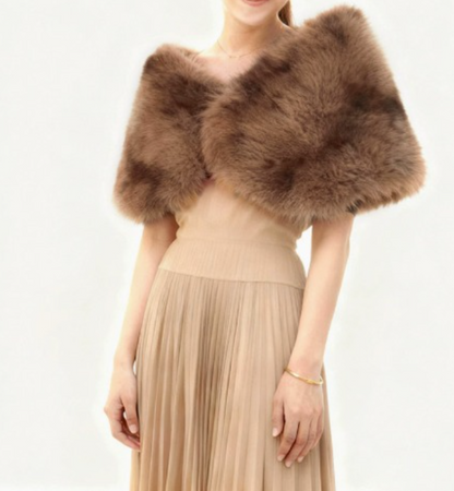 Light Brown Faux Fur Wrap