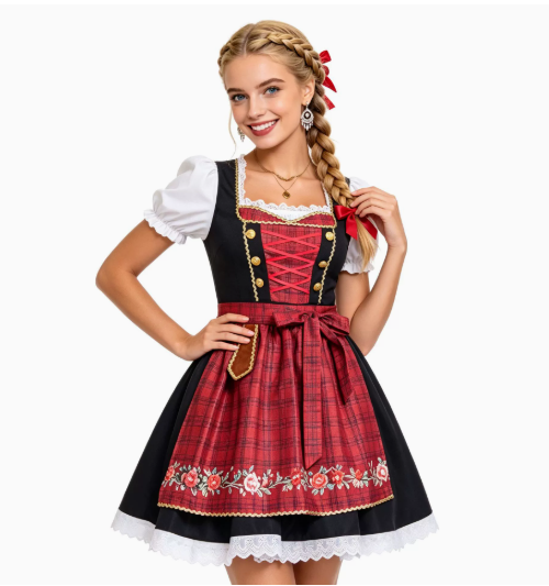 Black and Red Oktoberfest Dirndl Dress OCW2