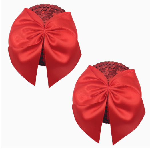 Red Sequined Nipple Pasties with Bow
