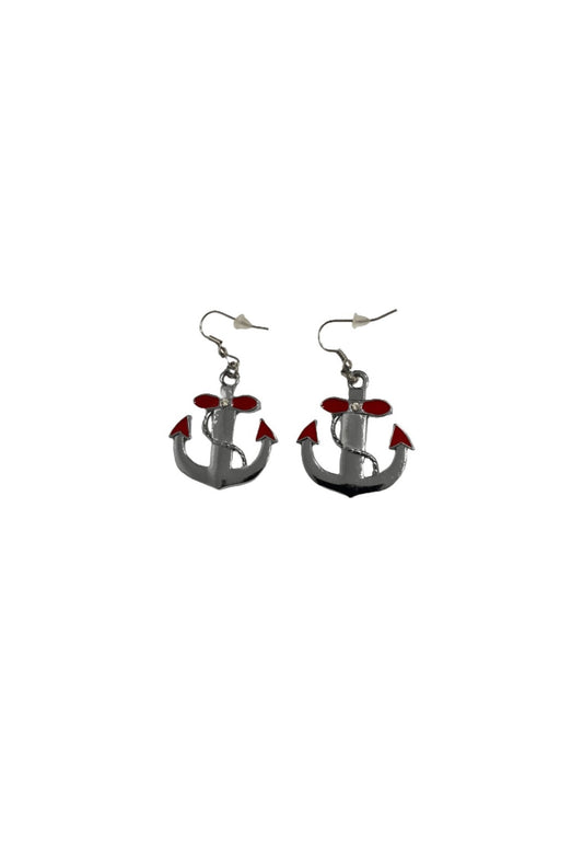 Red Anchor Earrings