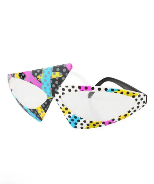80s Multi-Coloured Dotty Glasses with Lens