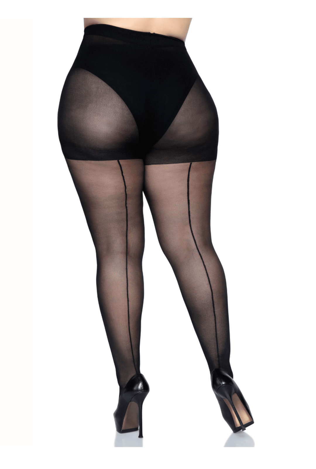 Plus Size Nude Fishnet Pantyhose with Back Seam for Adults