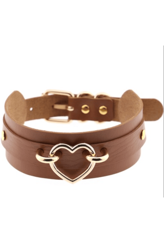Brown and Gold Heart Choker