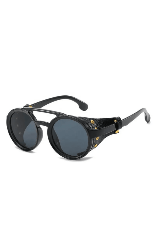 Smoke Steampunk Glasses with Faux Leather Rivet Details