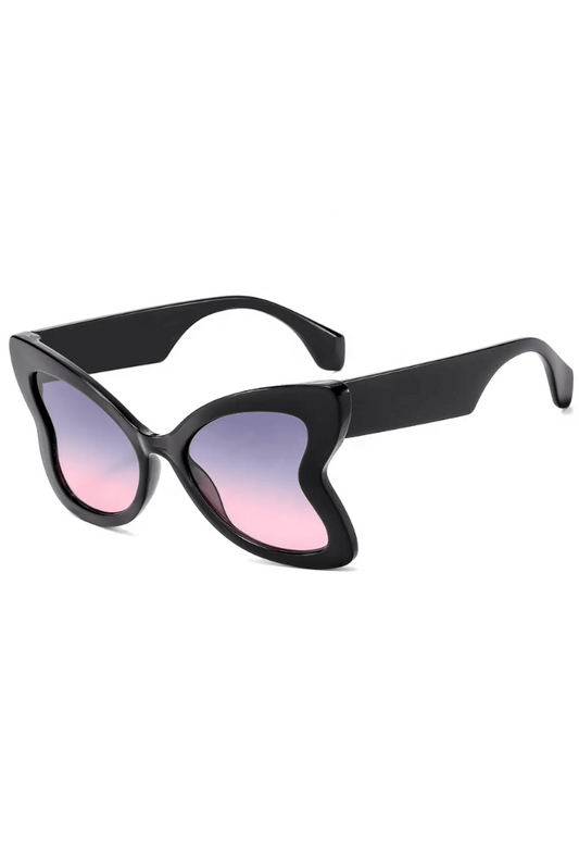Black with Gradient Lens Oversized Butterfly Frame Glasses