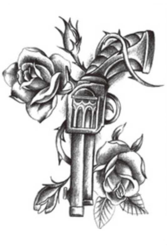 Gun & Rose Temporary Tattoo