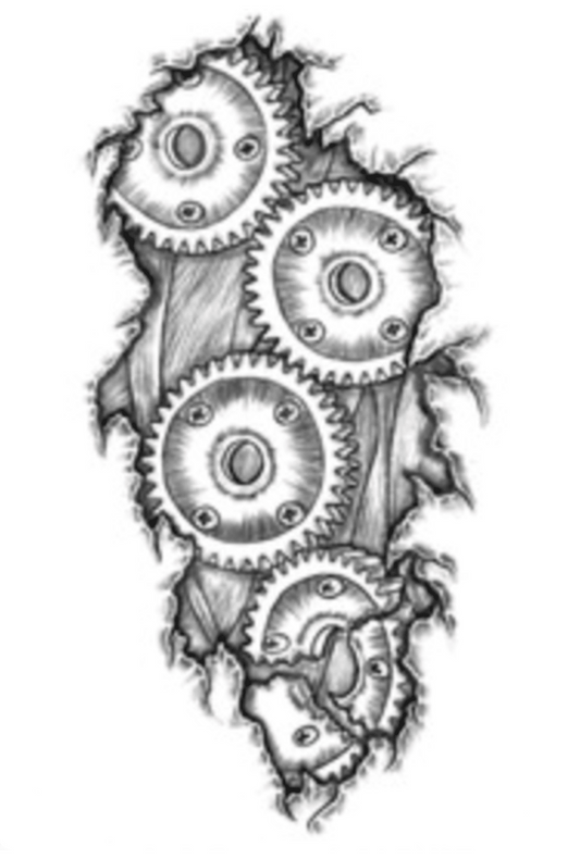 Steampunk Small Cogs Temporary Tattoo