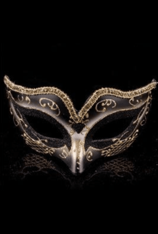 Black and Gold Glitter Masquerade Mask