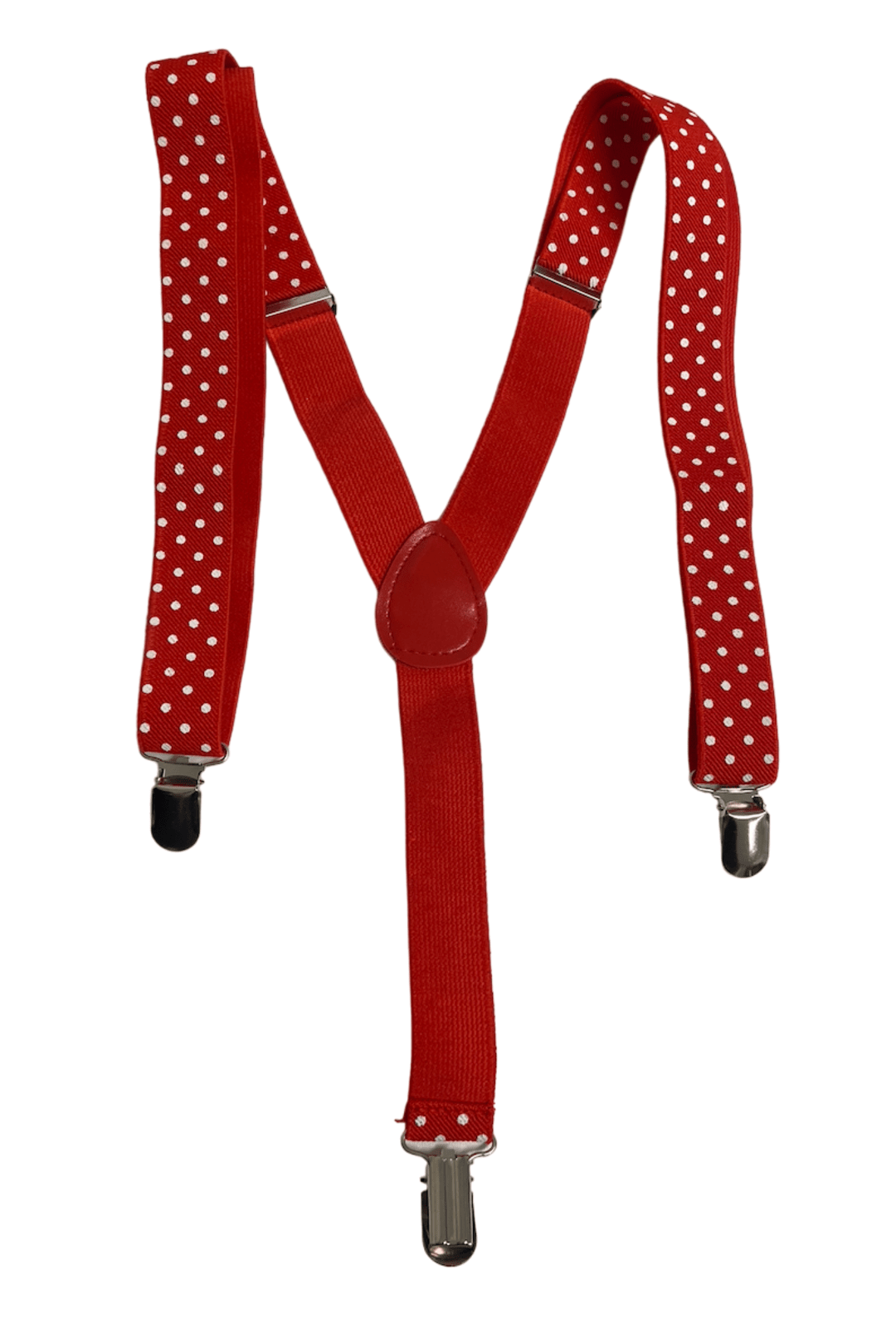 White Polkadot Red Suspenders