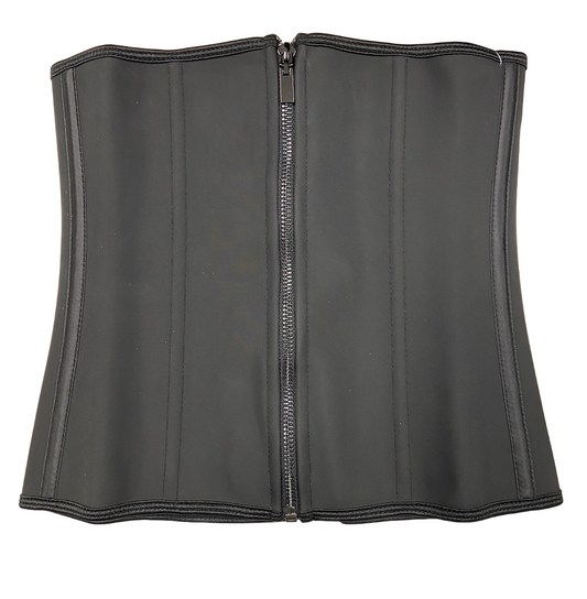 Black Rubber Waist Trainer with Zips