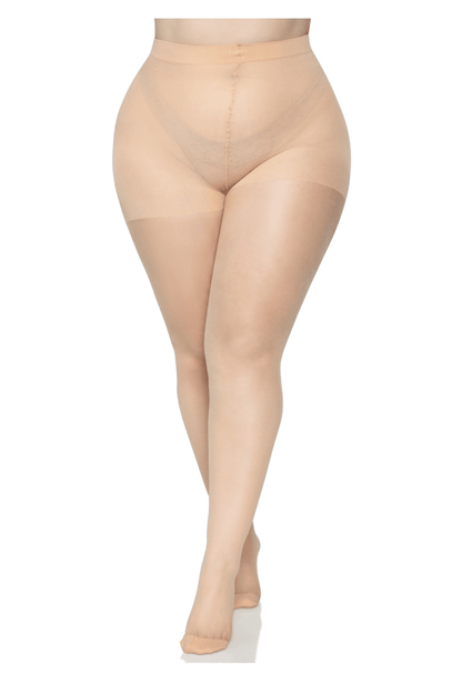 Leg Avenue: Nude Sheer Pantyhose with Back Seam PLUS SIZE