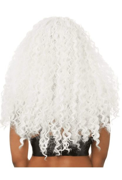 29" White Long Curly Wig