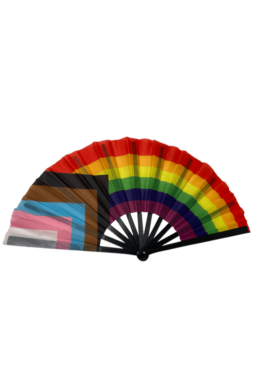 Progress Pride Flag Fan- Black Base