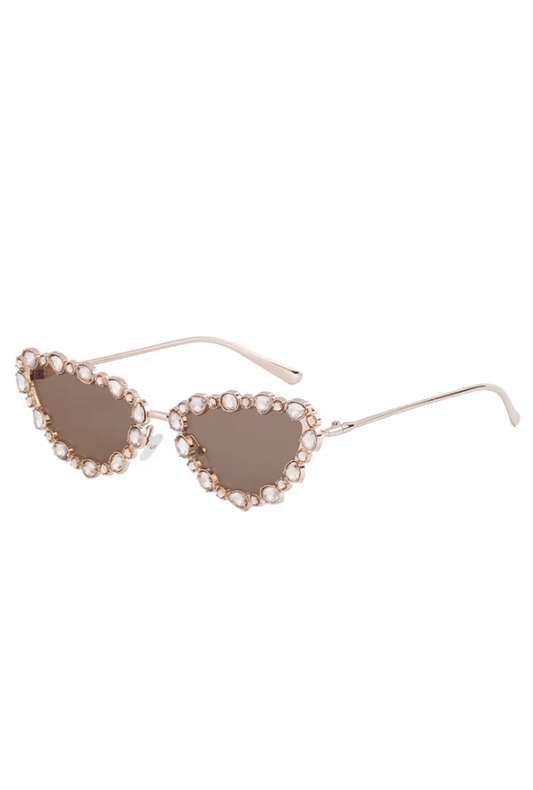 Tea & Silver Rhinestone Crystal Cat Eye Glasses