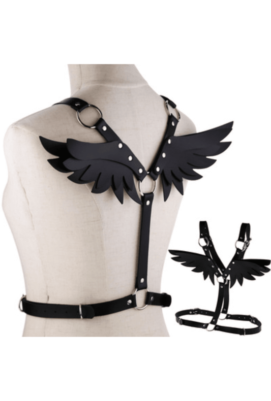 Black PU Leather Wings Harness