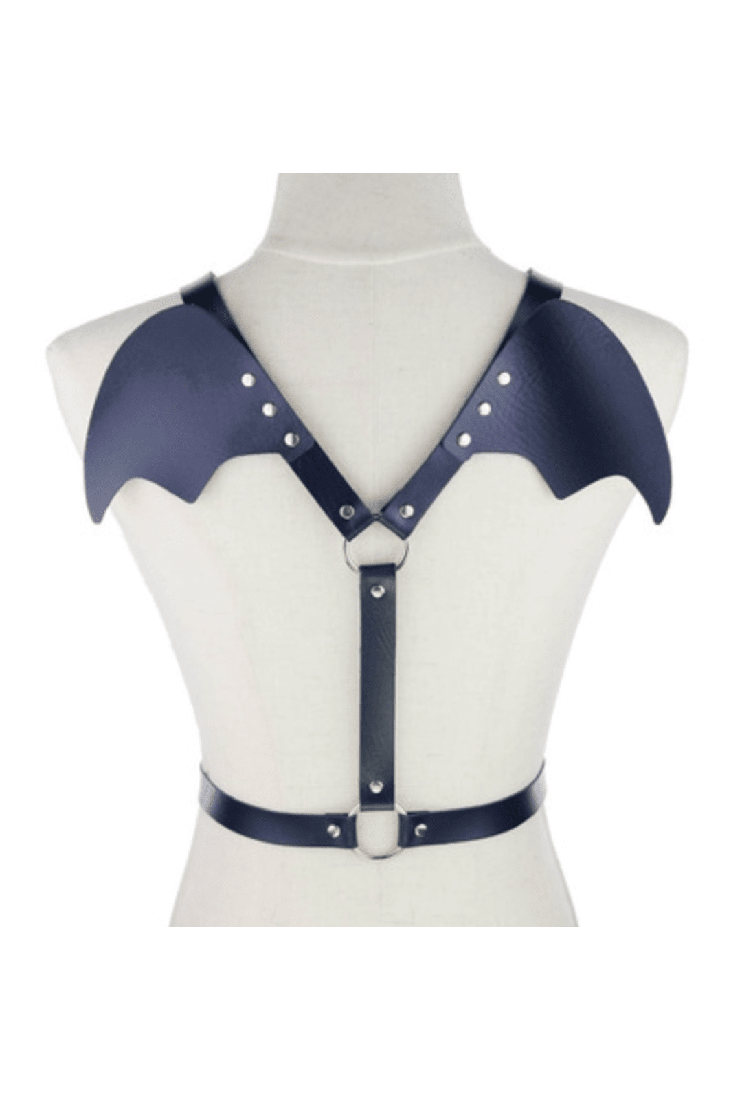 Navy Blue PU Leather Bat Wings Harness