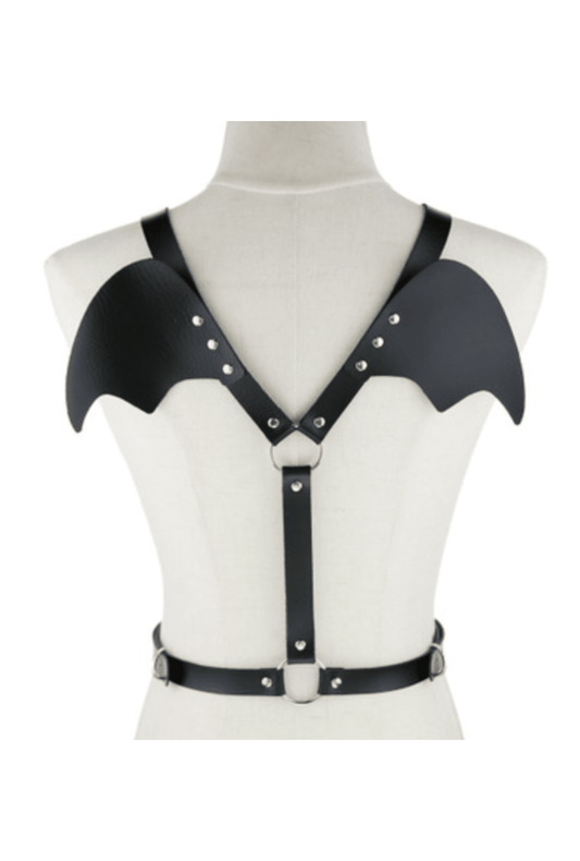 Black PU Leather Bat Wings Harness