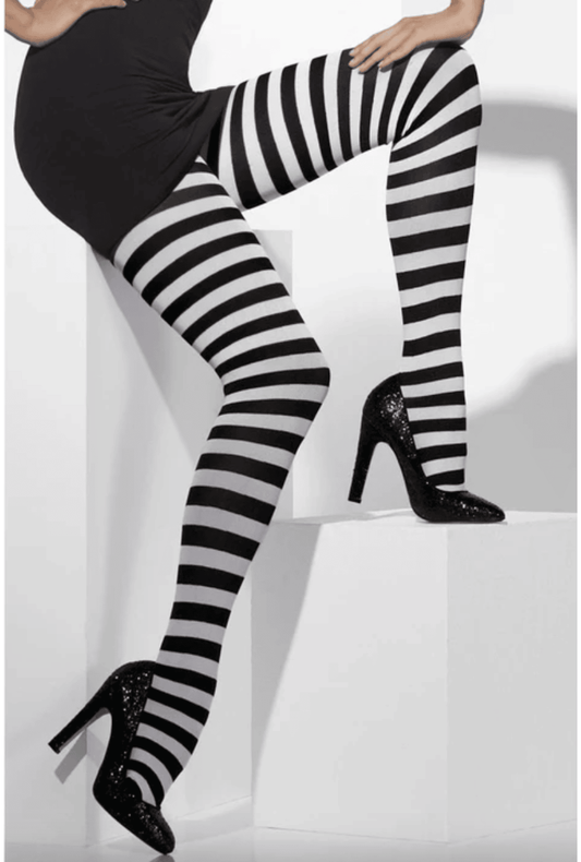 Fever Black and White Striped Pantyhose