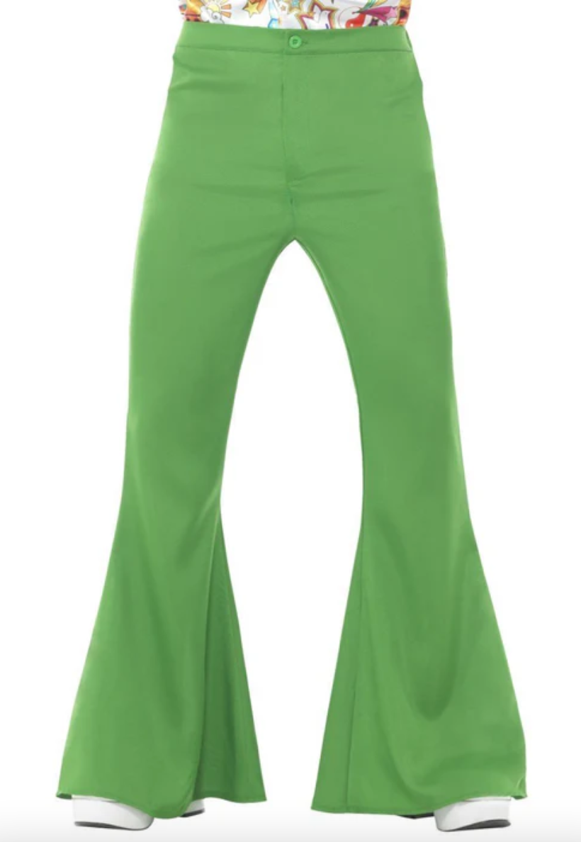 Mens Green Flared Disco Pants